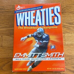 Wheaties Emmitt Smith Edition Cereal Box Dallas Cowboys - Orange Collectible